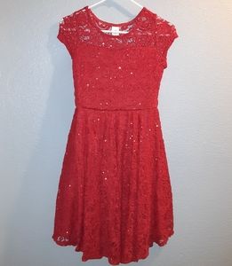Just Kids red lace and sequin dress